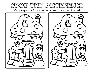 Gnome Home Spot the Difference Puzzle Worksheet