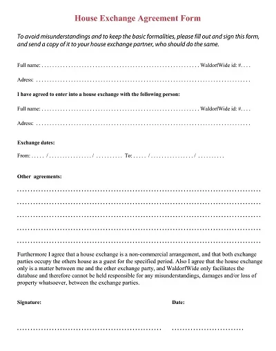 House Exchange Agreement Form