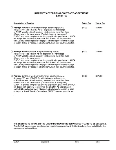 Internet Advertising Contract Template