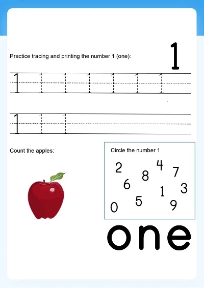 Learning Number 1 Worksheet