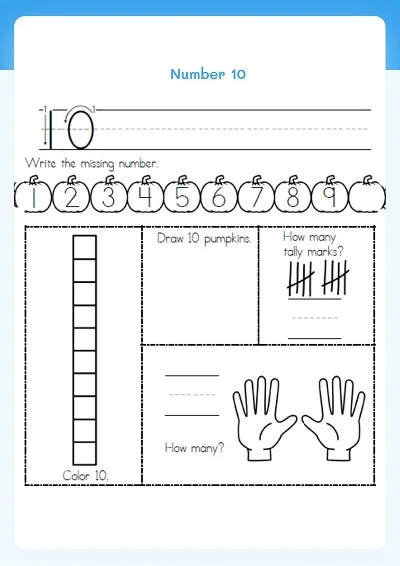 Learning Number 10 Worksheet