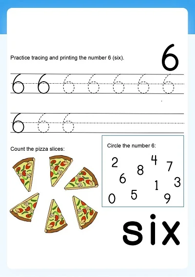 Learning Number 6 Worksheet