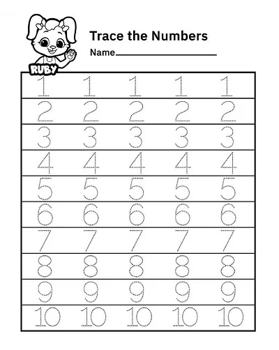 Learning Numbers 1-10 Worksheet