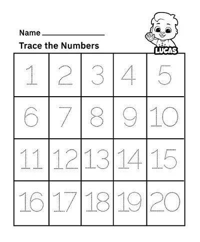 Learning Numbers 1-20 Worksheet