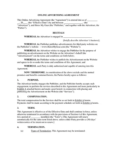 Online Advertising Contract Template