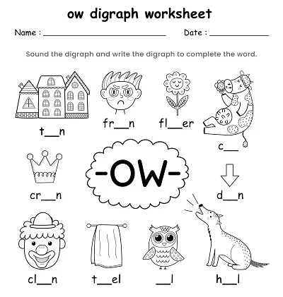 Ow Words Consonant Digraph Worksheet