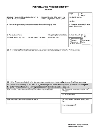 Performance Progress Report Template