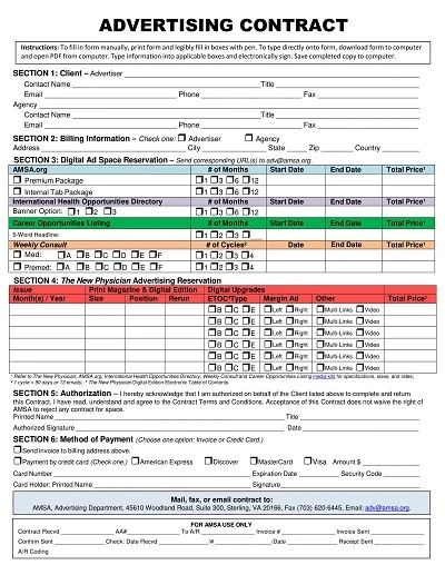 Printable Advertising Contract Form