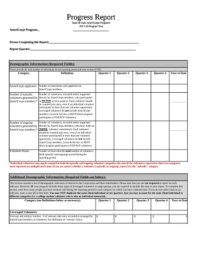 Program Progress Report Template