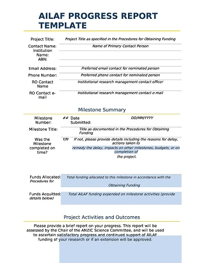 35+ Free Example Progress Report Templates – WORD