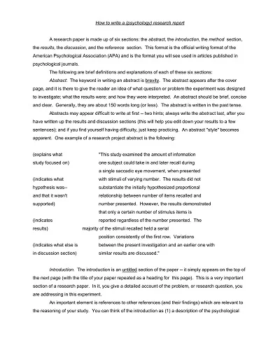 Psychology Research Report Template