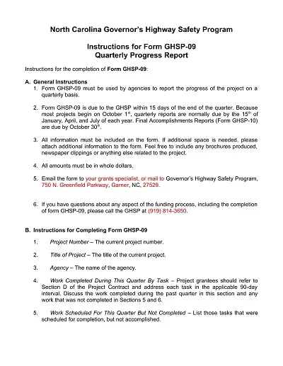 Quarterly Progress Report Template