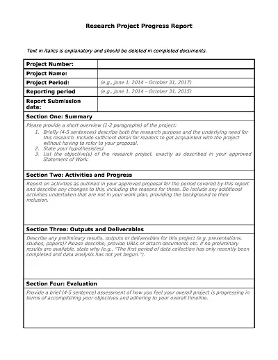 Research Progress Report Template