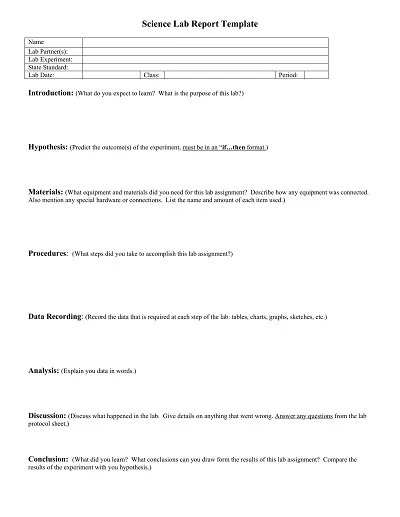 Science Lab Experiment Report Template