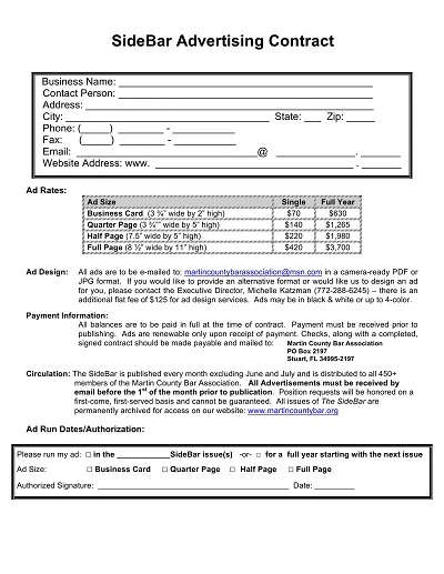 Side Bar Advertising Contract Template