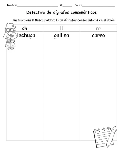 Spanish Consonant Digraph Worksheet