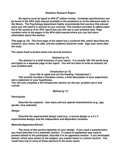 Statistics Research Report Template