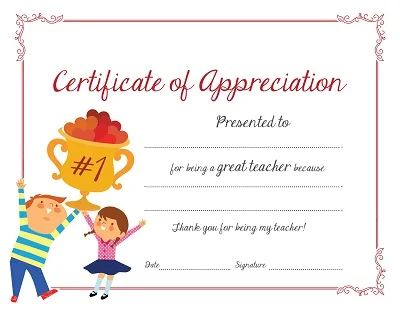 Teacher Appreciation Certificate