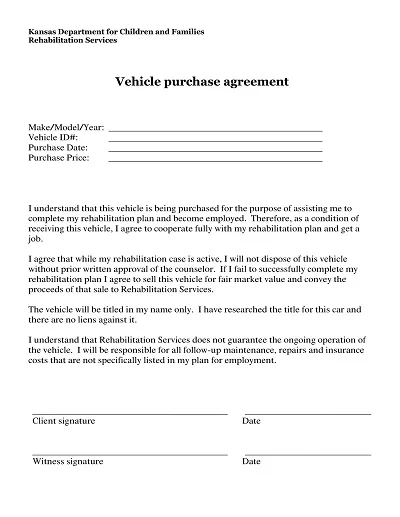 Vehicle Purchase Agreement Form PDF