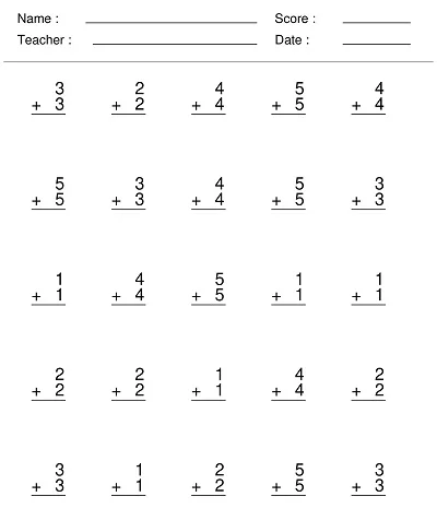 Adding Double Number Sets Worksheet