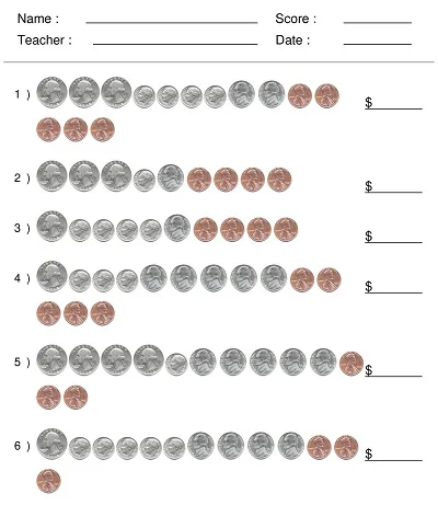 Adding US Coins Worksheet