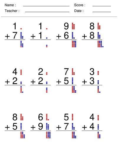 Adding with Dots Addition Worksheet