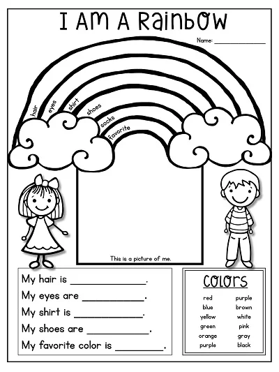 All About Me Rainbow Worksheet