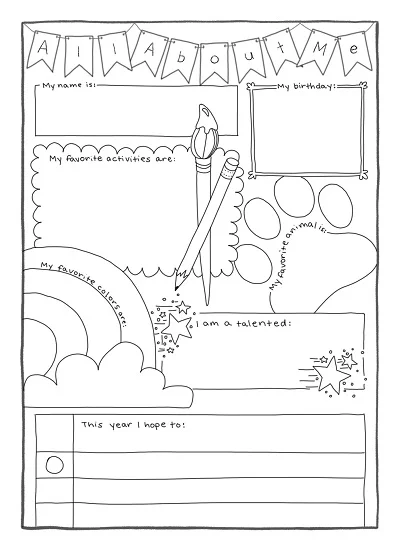 All About Me Template Kindergarten