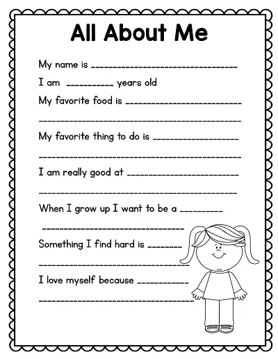 All About Me Template Preschool
