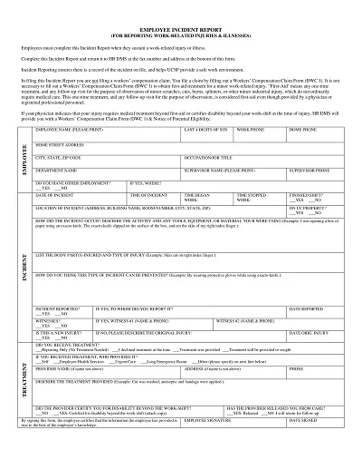 Employee Incident Report Sample