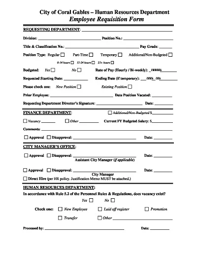 Employee Write Up Requisition Form