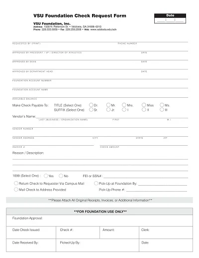 Foundation Check Request Form Template