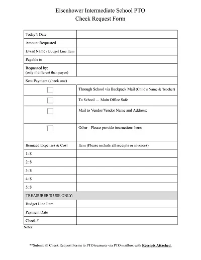 School Check Request Form Template