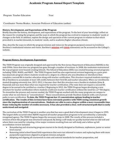 Academic Program Annual Report Template