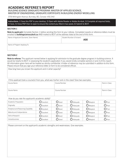 Academic Referee’s Report Template