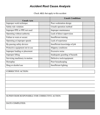 Accident Root Cause Analysis Template