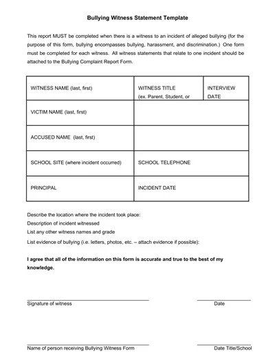Bullying Witness Statement Template