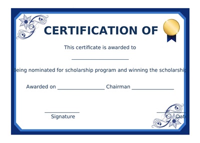 Certificate of Scholarship Template