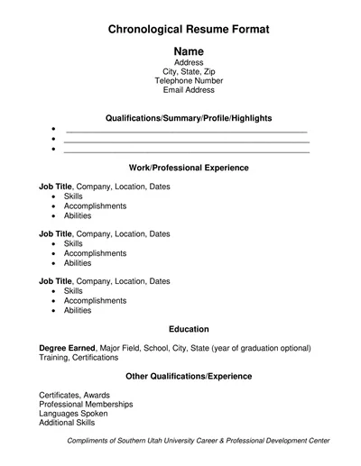 Chronological Resume Format PDF