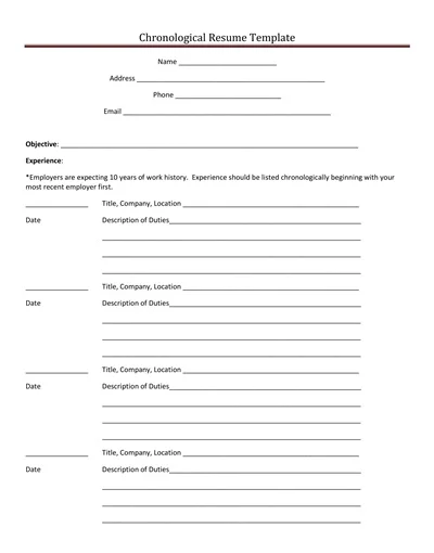 Chronological Resume Template PDF