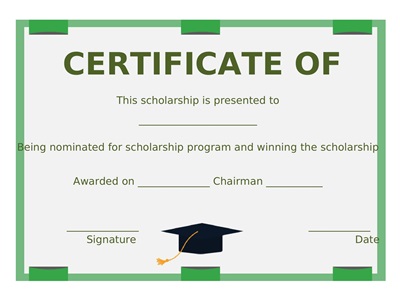 Editable Certificate of Scholarship Template