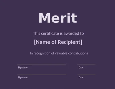 Editable Merit Certificate Template