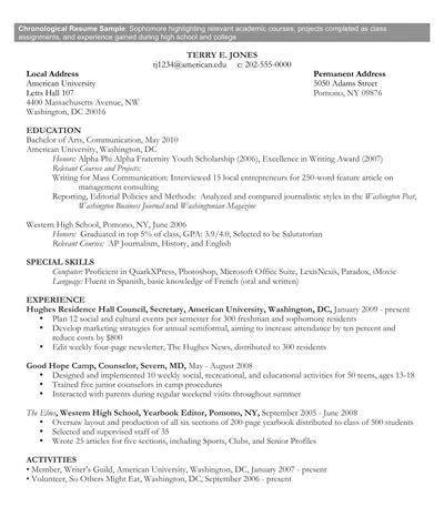 Effective Chronological Resume Template