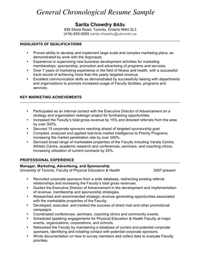 General Chronological Resume Template