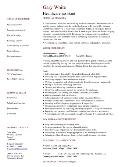 Healthcare Assistant Resume Template