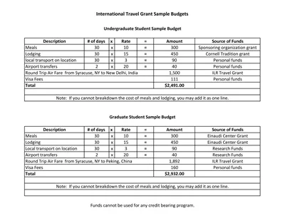 International Travel Budget Template