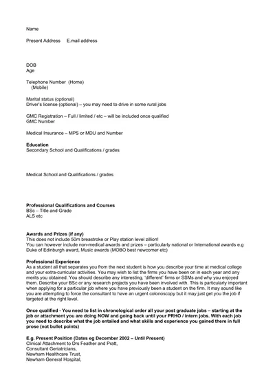 Medical Student Resume Template