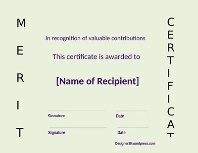 Merit Certificate Template Word