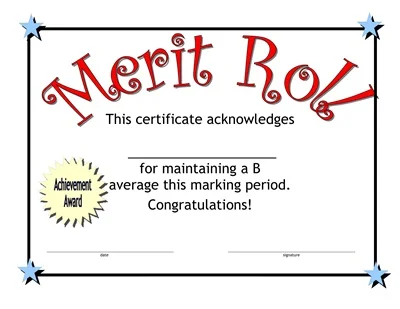 Merit Roll Certificate Template