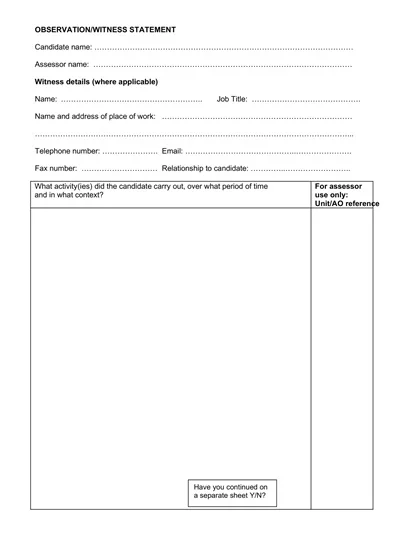 Observation Witness Statement Template